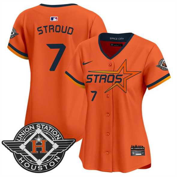 Women%27s Houston Astros #7 C.J. Stroud Orange 2025 City Connect Limited Stitched Jersey Dzhi